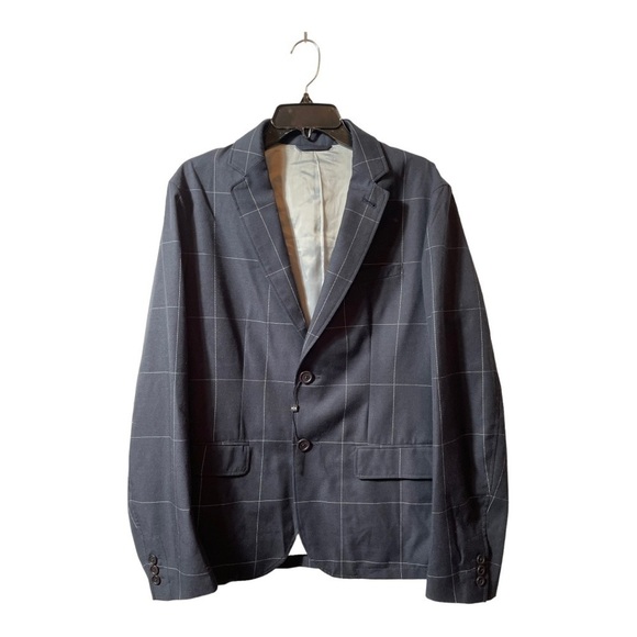 𝅺ARMANI exchange black blazer with thin lines to make plaid design - Picture 2 of 11